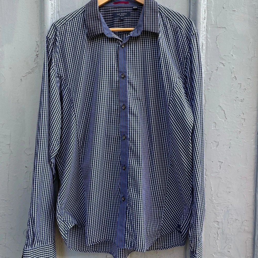 Ted Baker London Blue check collard shirt Ted size 6
